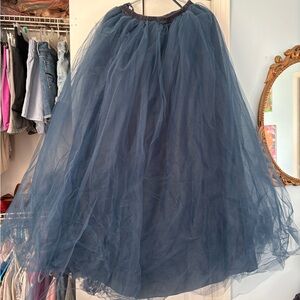 Navy Full Length Tulle Skirt